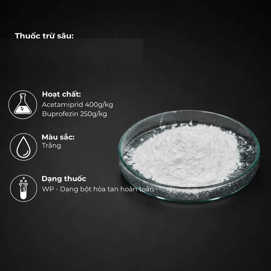 Mẫu Acetamiprid 400g/kg, Buprofezin 250g/kg · WP
