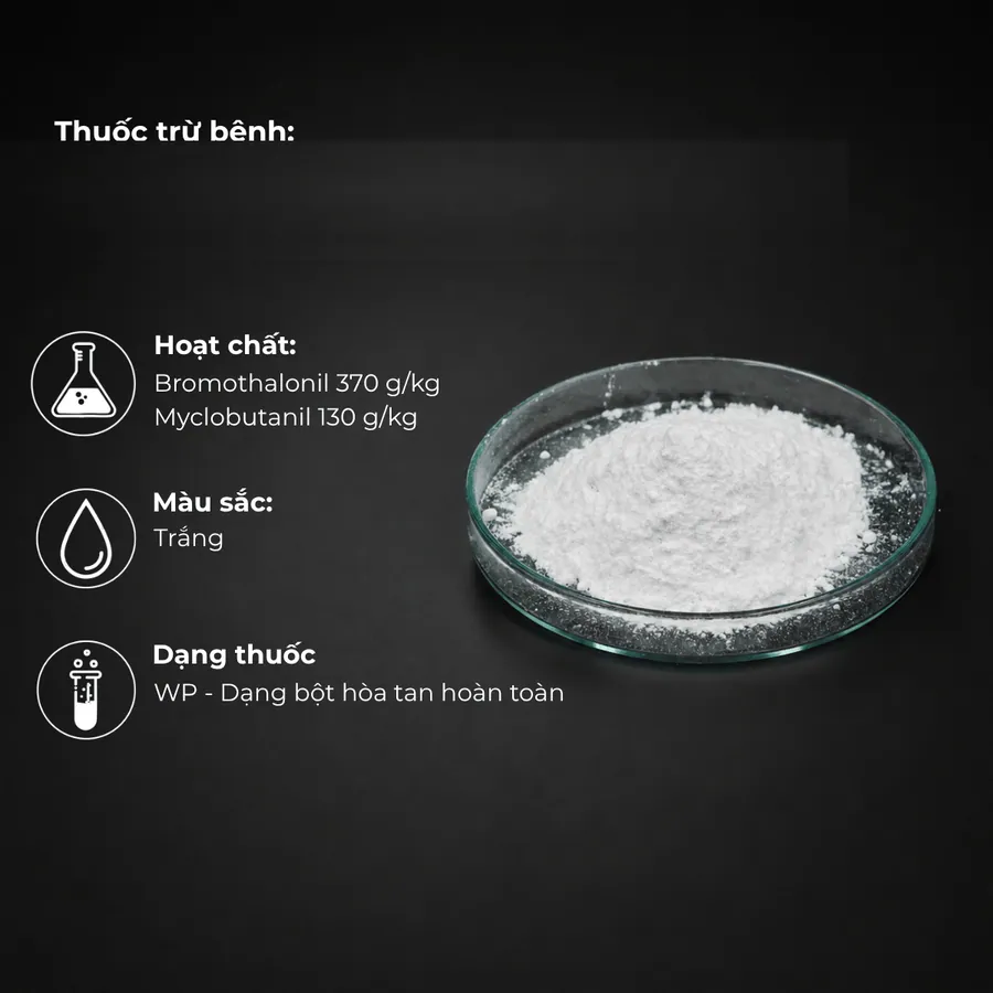 Mẫu Bromothalonil (min 95%) 370 g/kg + Myclobutanil 130 g/kg · WP