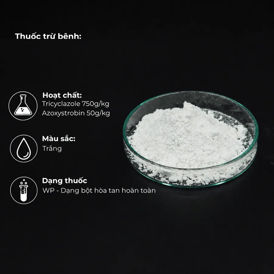 Mẫu Tricyclazole 750g/kg + Azoxystrobin 50g/kg · WP